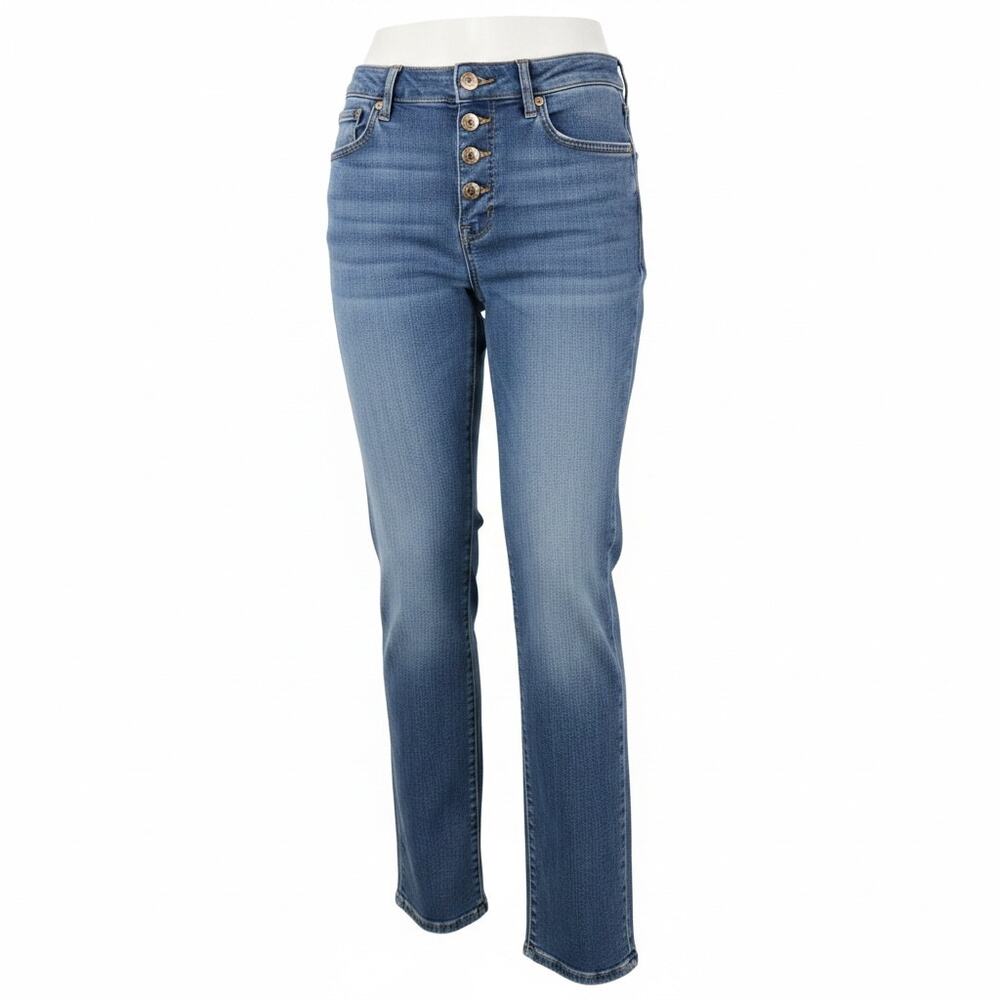 10” High-Rise Skinny Jeans Size 28 Light Wash Button Fly Raw Hem